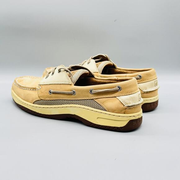 Sperry Shoes Mens 12 Beige Leather Top Sider Boat Deck Moc Toe Casual Comfort - Picture 5 of 11